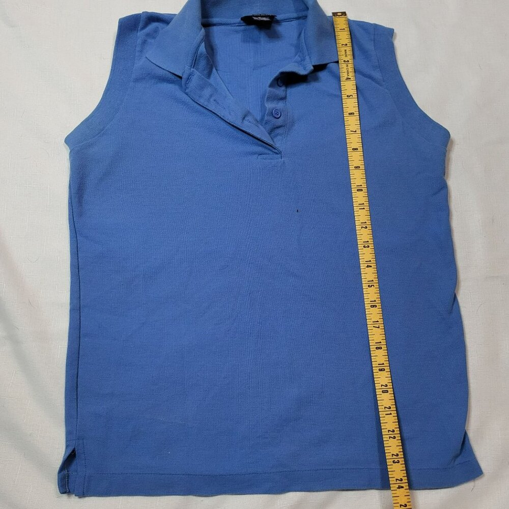 Lady Van Heusen Blue Sleeveless Polo Shirt M Cotton & Polyester
